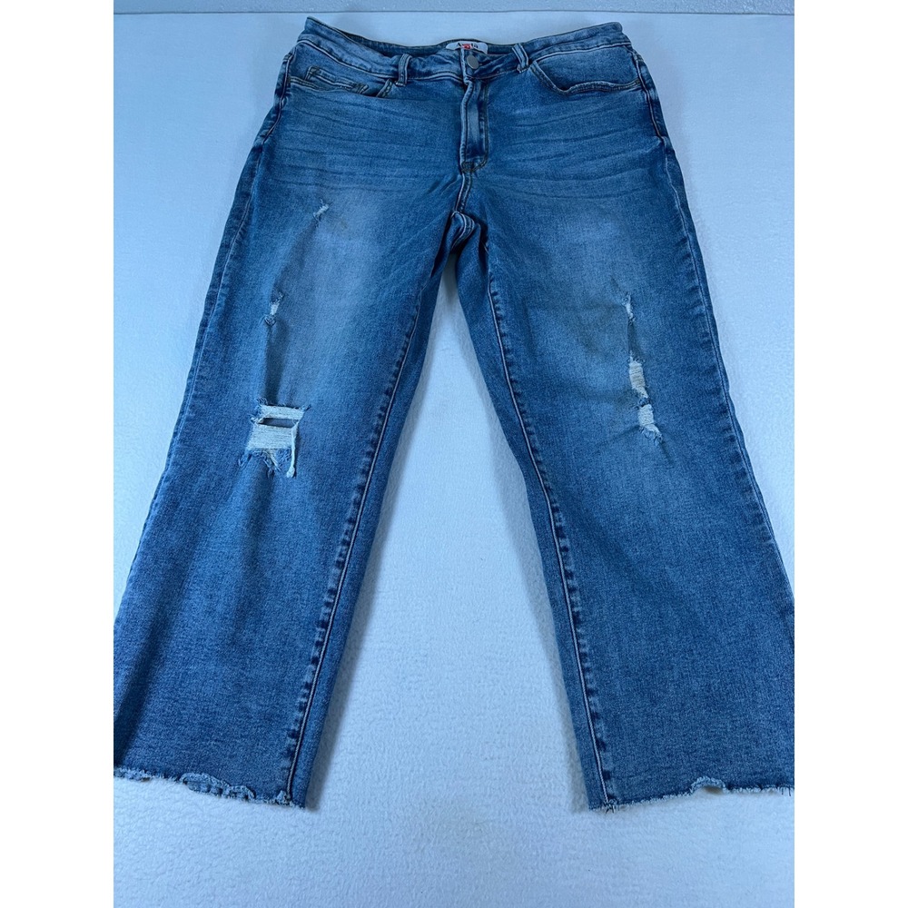 Arula Wide Leg Jeans Womens 18 Blue Good Distressed Raw Hem V2369-F23A-P